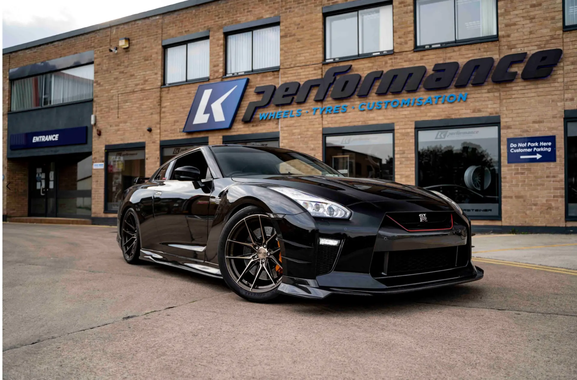 Black Nissan GT-R outside the LK Performance showroom