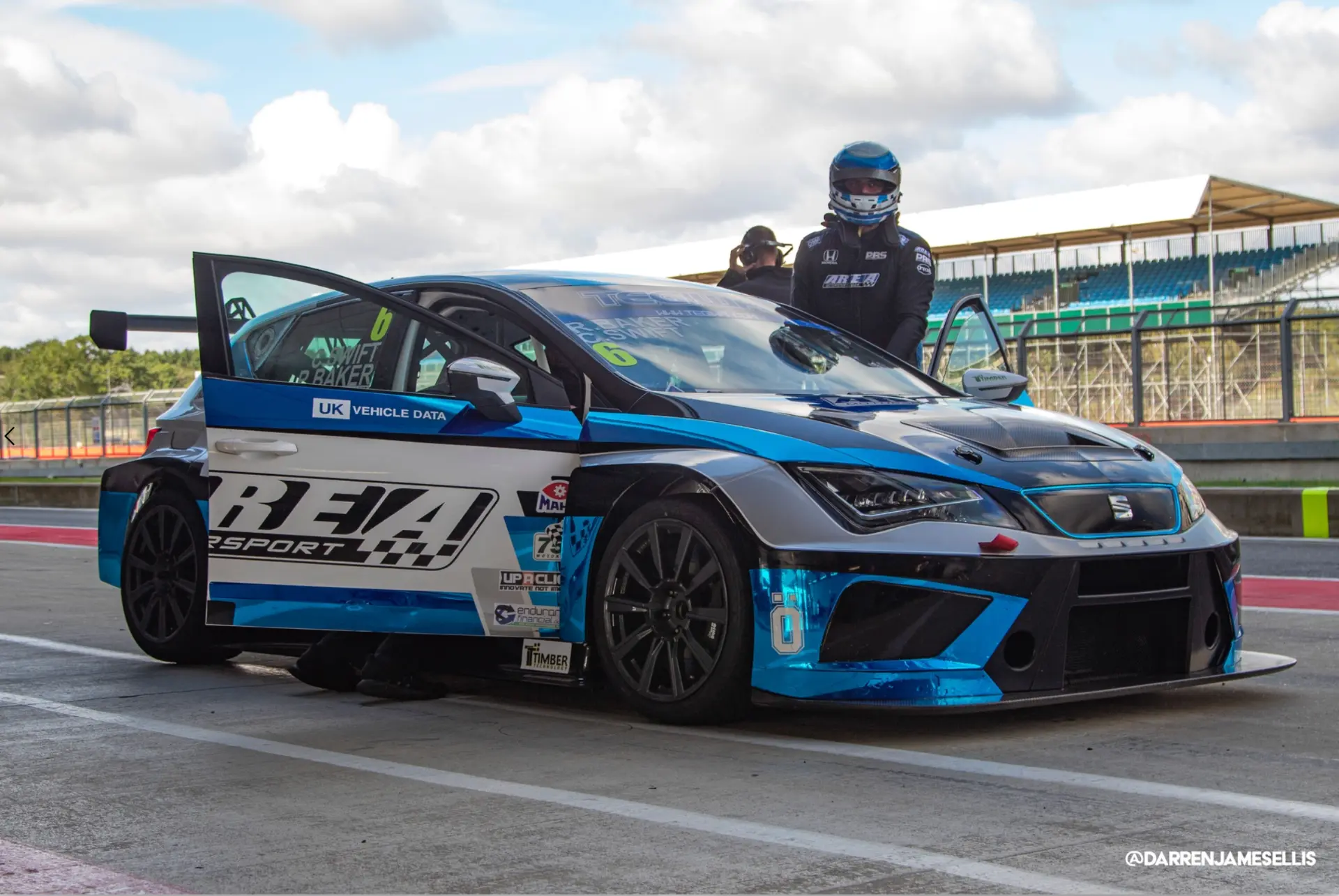 Area Motorsport SEAT Leon TCR race car in the Silverstone pit lane
