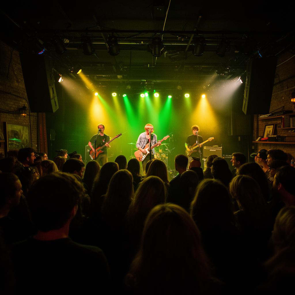A band performing to a crowd at a Bradford grassroots music venue