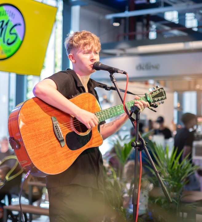 Acoustic set at the Darley St Market takeover